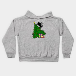 The cat throws the tree Kids Hoodie